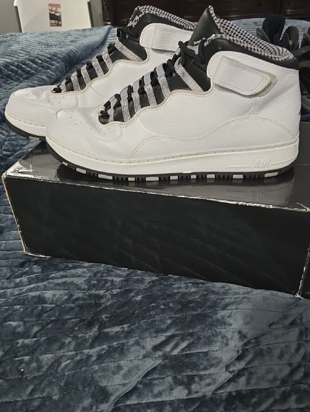Jordan White & Black High-Top Basketball Sneakers - Picture 2 of 8
